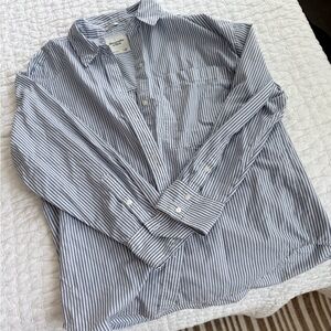 Abercrombie & Fitch Oversized Blue Striped Button Down Shirt